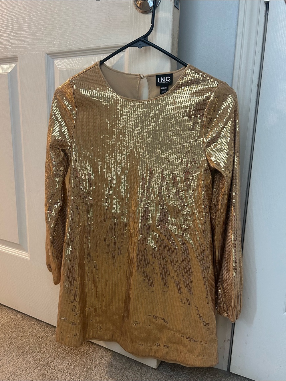 INC International Concepts Gold Sequin Shift Dress